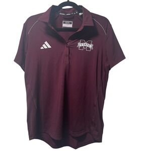Adidas Mississippi State‎ Bulldogs Polo Shirt Women's Large Maroon Aeroready